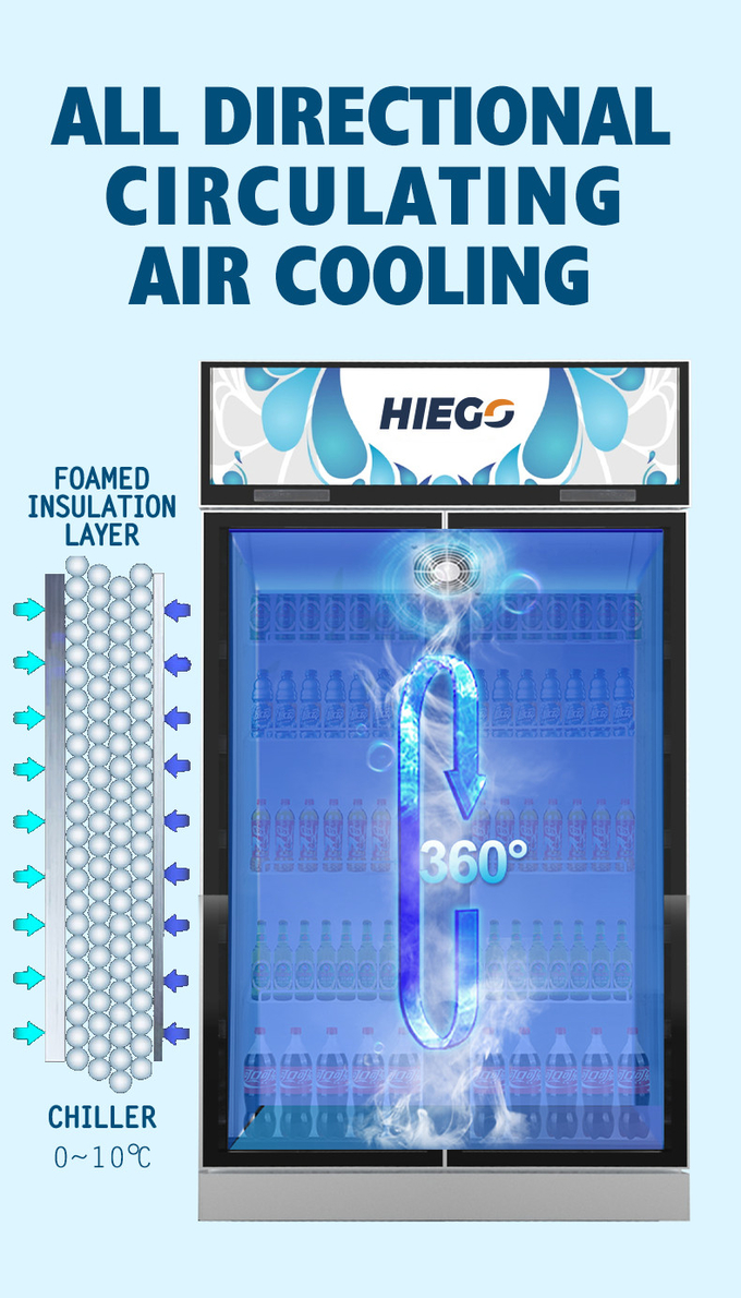 Air Cooling Upright 2 Glass Door Display Chiller 800L ควบคุมอุณหภูมิแบบดิจิตอล 5