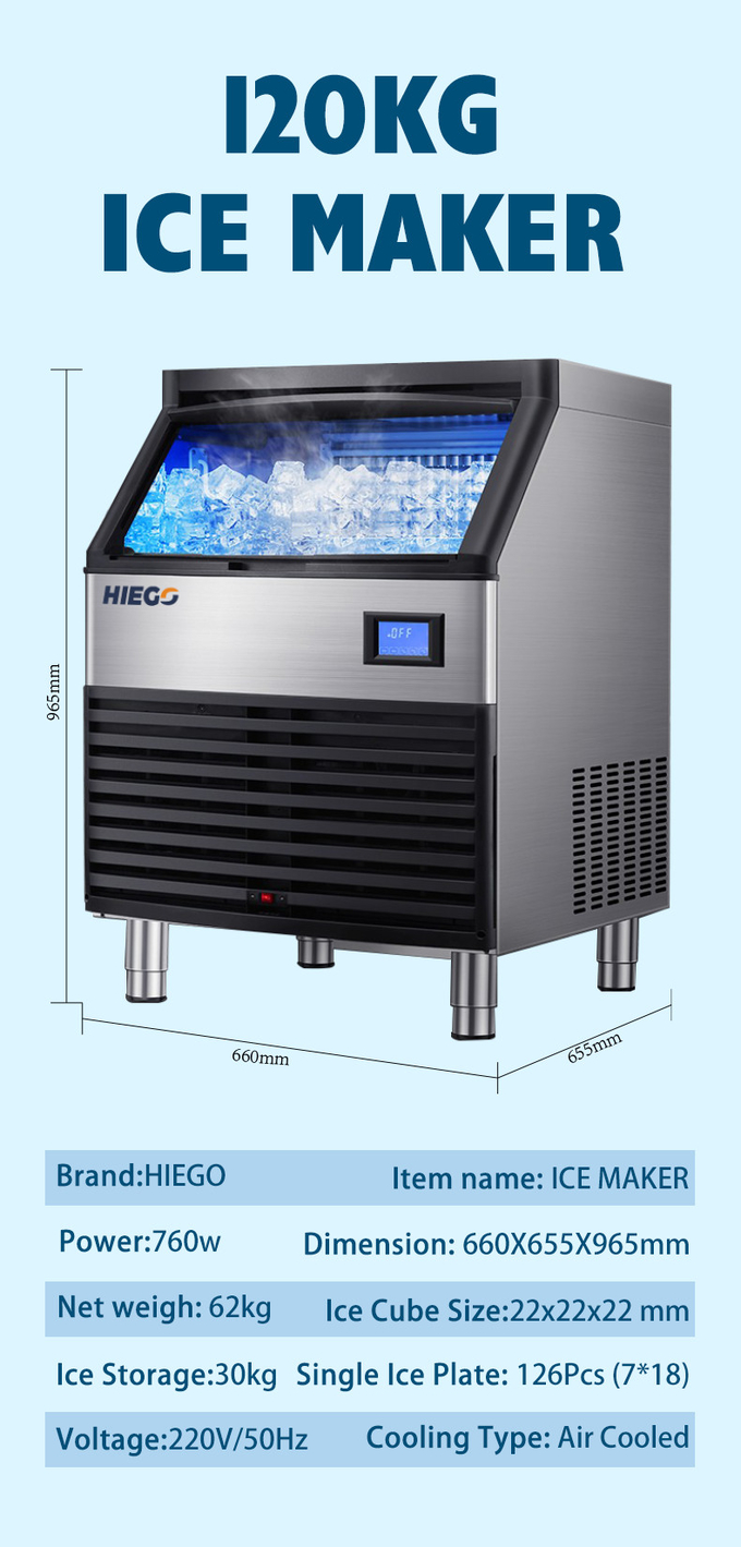 120KG Commercial Nugget Ice Maker Air Cooling High Output R404a เครื่องทำน้ำแข็งอัตโนมัติ 9