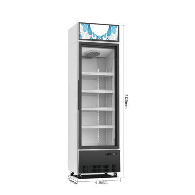 Commercial Retail Chiller ประตูกระจก Chiller ตู้แช่เครื่องดื่ม Supermarket Display ตู้เย็น