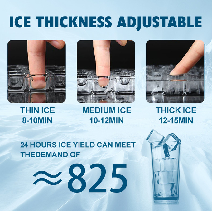 SS เครื่องทำน้ำแข็งอัตโนมัติแบบตั้งโต๊ะพร้อมที่ตักน้ำแข็ง 40กก./วัน 6