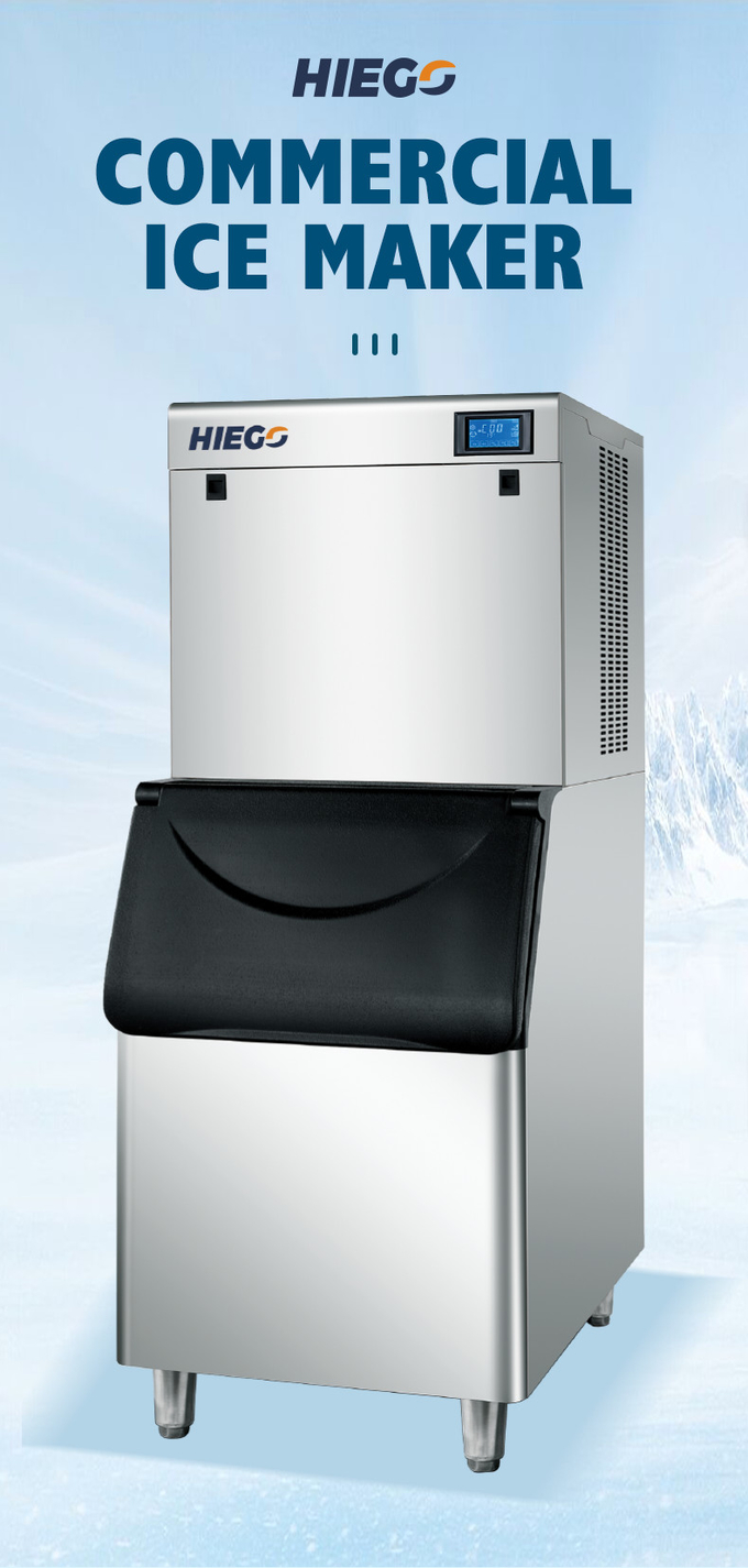 เครื่องทำน้ำแข็งอัตโนมัติ 250KG/24H 22x22x22mm Commercial Ice Machine with Bin 150kg 1