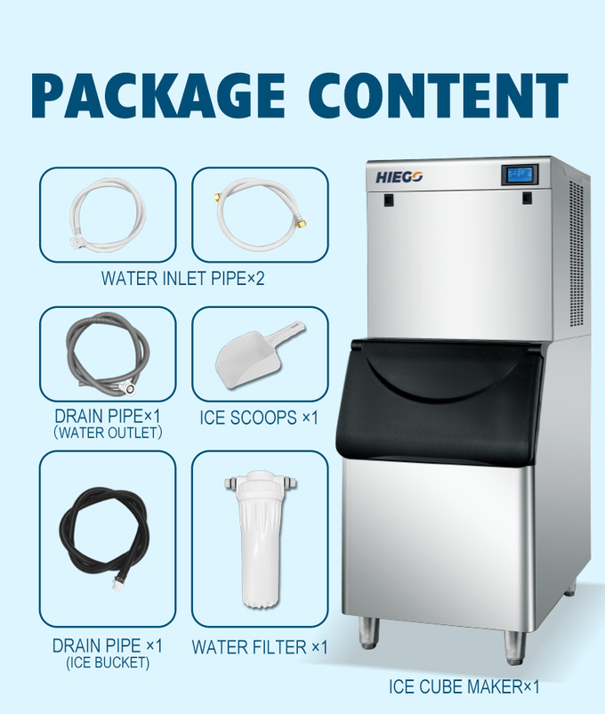 Commercial 300Kg Cube Ice Maker R404a Air Cooling Full Automatic 7