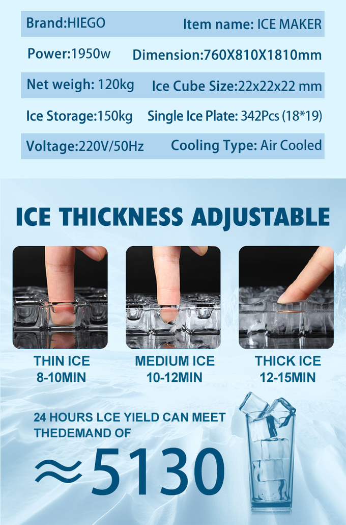 เครื่องทำน้ำแข็งก้อน 400KG / วันสำหรับโรงอาหารบาร์บีคิวในโรงแรม 21