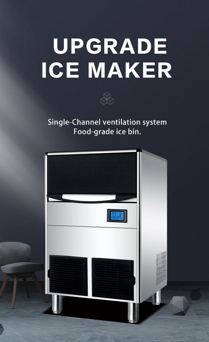 ความจุน้ำแข็ง 100 กก. 24 ชม. LCD เครื่องทำน้ำแข็งเชิงพาณิชย์สำหรับขายร้านอาหารบาร์คาเฟ่ 0