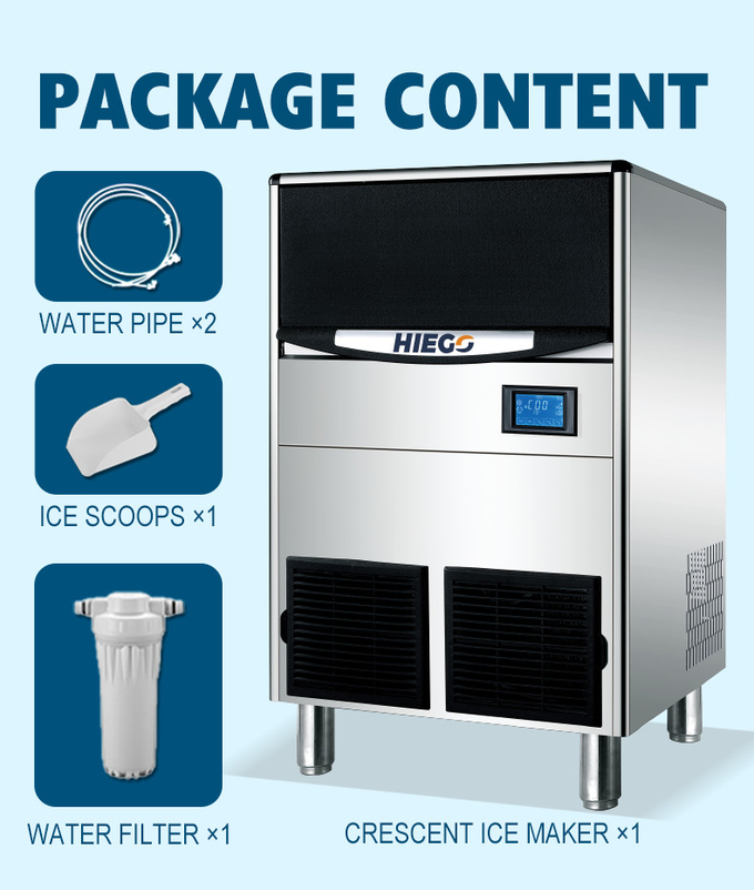 150lb Crescent Ice Machine Ice , Cube Commercial Ice Maker With Bin 70lb 8