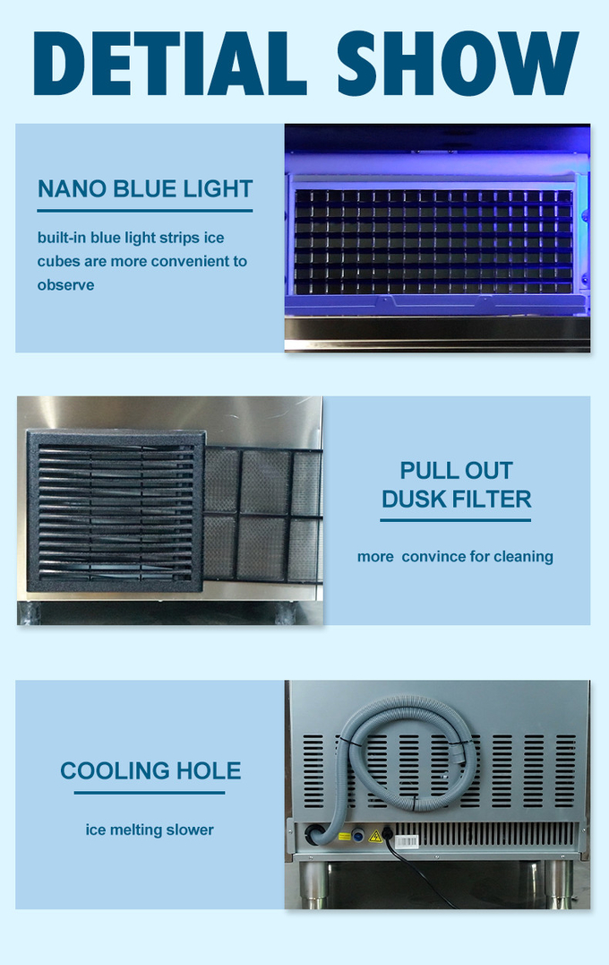 120KG Commercial Nugget Ice Maker Air Cooling High Output R404a เครื่องทำน้ำแข็งอัตโนมัติ 6