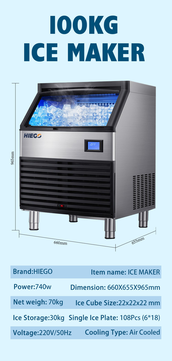 120KG Commercial Nugget Ice Maker Air Cooling High Output R404a เครื่องทำน้ำแข็งอัตโนมัติ 8