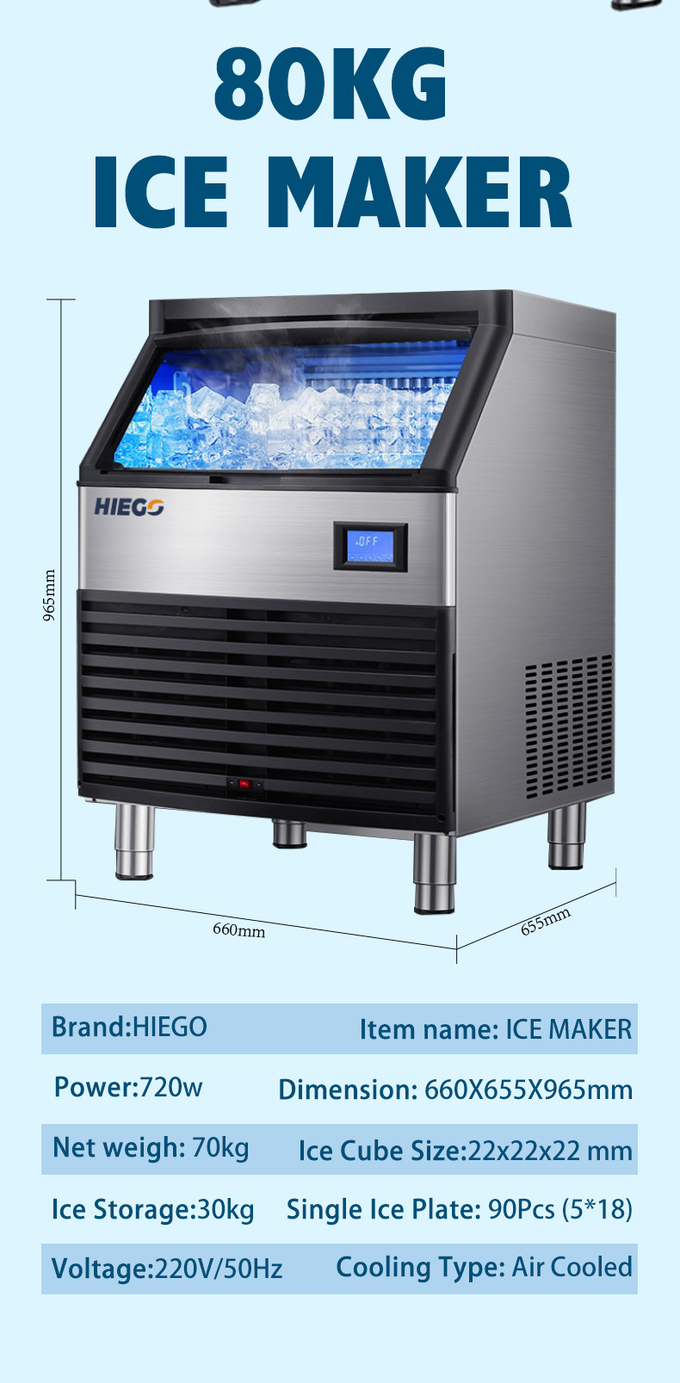 120KG Commercial Nugget Ice Maker Air Cooling High Output R404a เครื่องทำน้ำแข็งอัตโนมัติ 7
