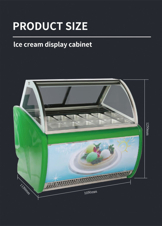 ตู้โชว์ไอศกรีมโคนขนมอบแบบสแตนด์อะโลน R404a ตู้ไอศกรีมเชิงพาณิชย์ 9