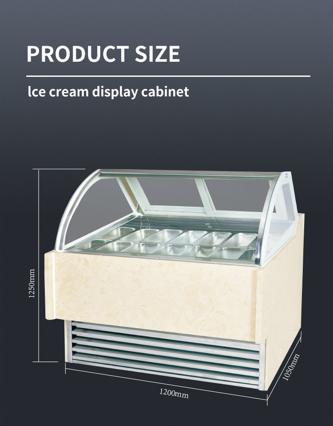 ตู้โชว์ไอศกรีมโคนขนมอบแบบสแตนด์อะโลน R404a ตู้ไอศกรีมเชิงพาณิชย์ 4