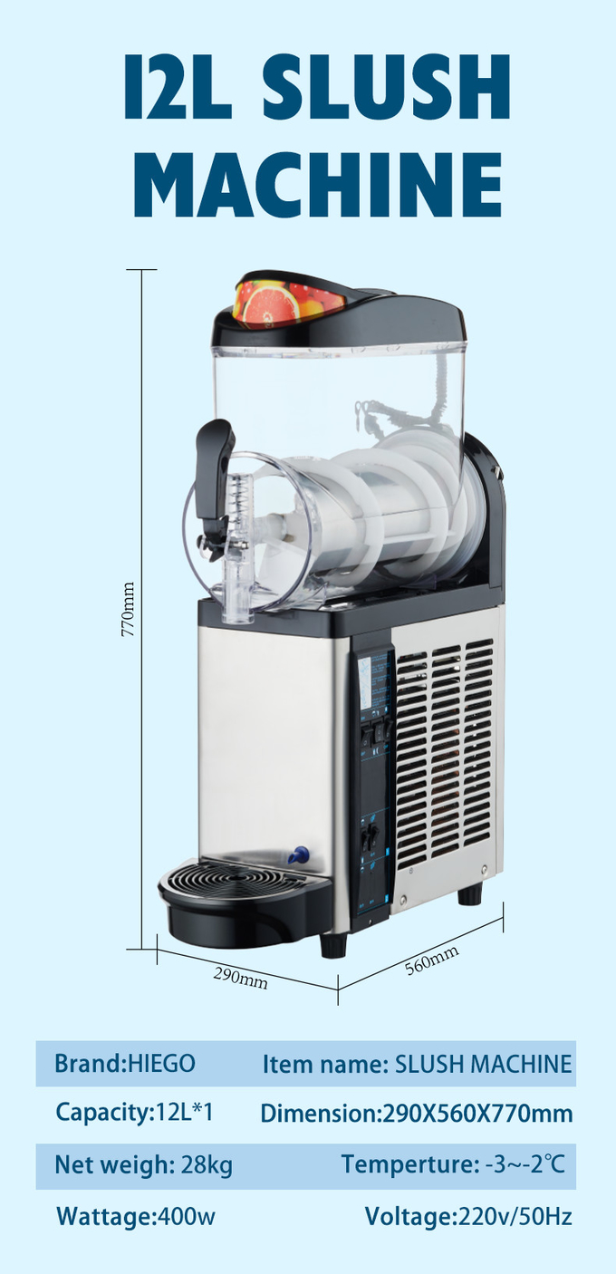 12l Commercial Slush Machine เครื่องทำน้ำแข็งเครื่องดื่มแช่แข็ง Slushie 7