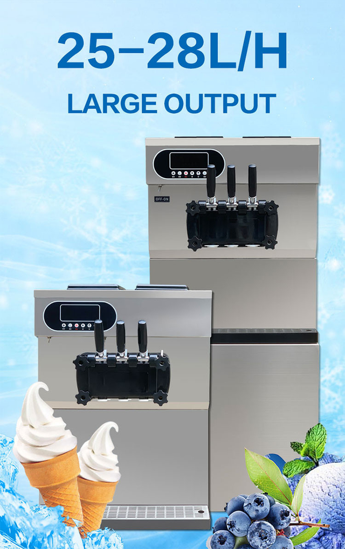 Commercial Ice Cream Mixer 25-28l Yogurt Soft Ice Cream Machine ตั้งพื้น 1