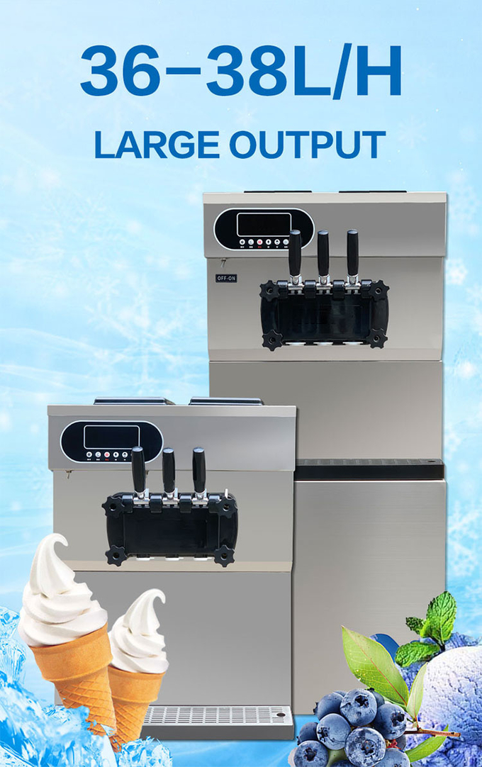 เครื่องทำไอศกรีมเชิงพาณิชย์ 3 รสชาติ 36-38l/H เครื่องทำไอศกรีมเชิงพาณิชย์ 5