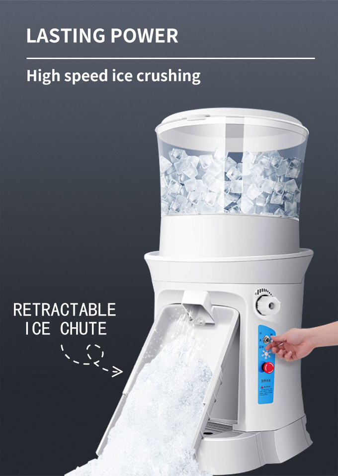 เครื่องโกนหนวดน้ำแข็งเชิงพาณิชย์แบบตั้งโต๊ะที่สามารถปรับได้เครื่องกรวยหิมะ 320 รอบต่อนาทีเครื่องบดน้ำแข็งไฟฟ้า 2
