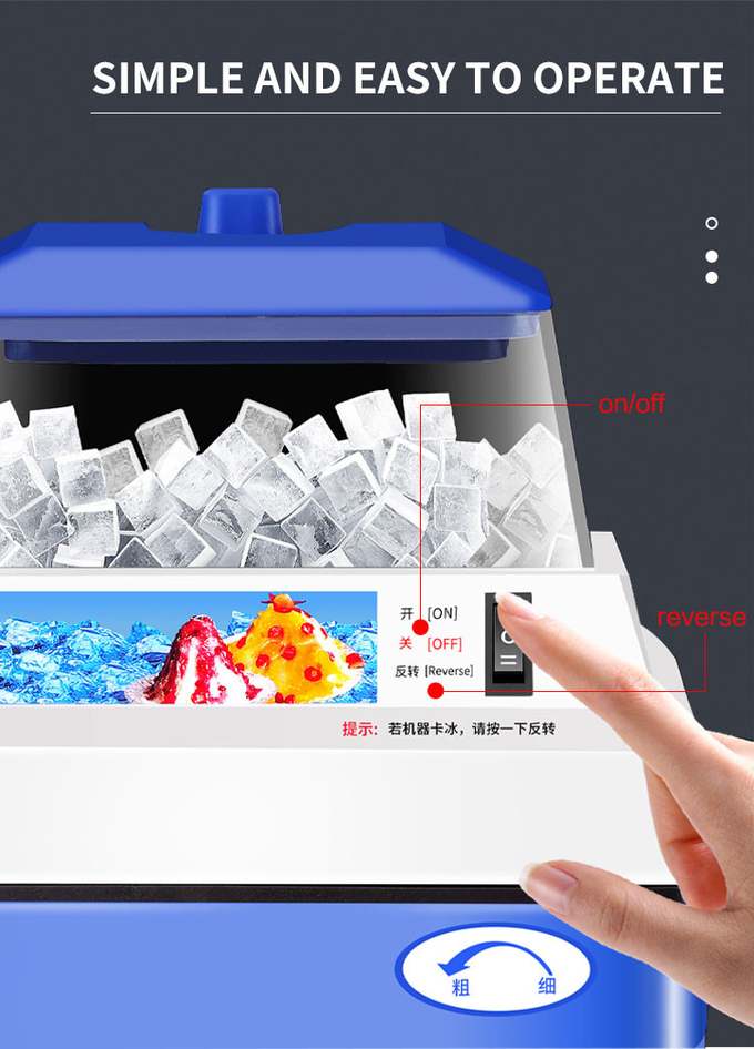 Hopper Commercial Ice Crusher Snow Cone Maker 320rpm Automatic Ice Shaver 5