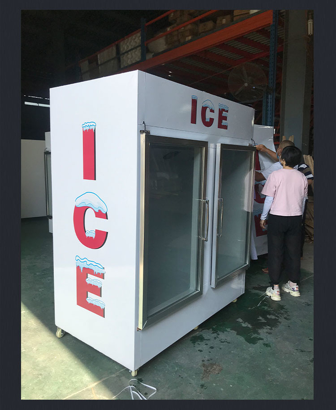 ตู้แช่น้ำแข็งโชว์ไอติม PVC กลางแจ้งสแตนเลส R404a 0