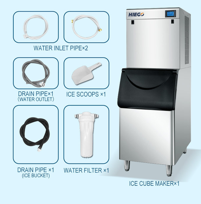 เครื่องทำน้ำแข็งวงเดือน 200 กก. บาร์เครื่องดื่มเครื่องทำน้ำแข็งกาแฟอากาศเย็น 11