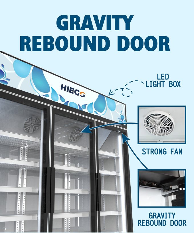 Air Cooling Upright 2 Glass Door Display Chiller 800L ควบคุมอุณหภูมิแบบดิจิตอล 6